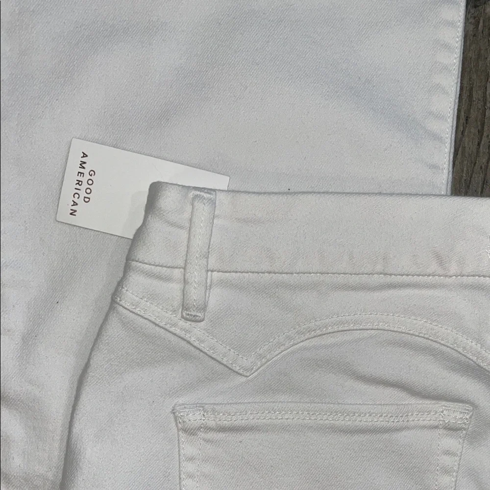 NWT Good American flare leg White Jeans